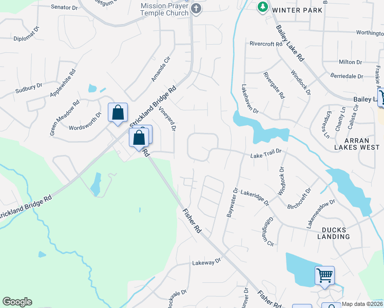 map of restaurants, bars, coffee shops, grocery stores, and more near 6209 Lakebluff Place in Fayetteville