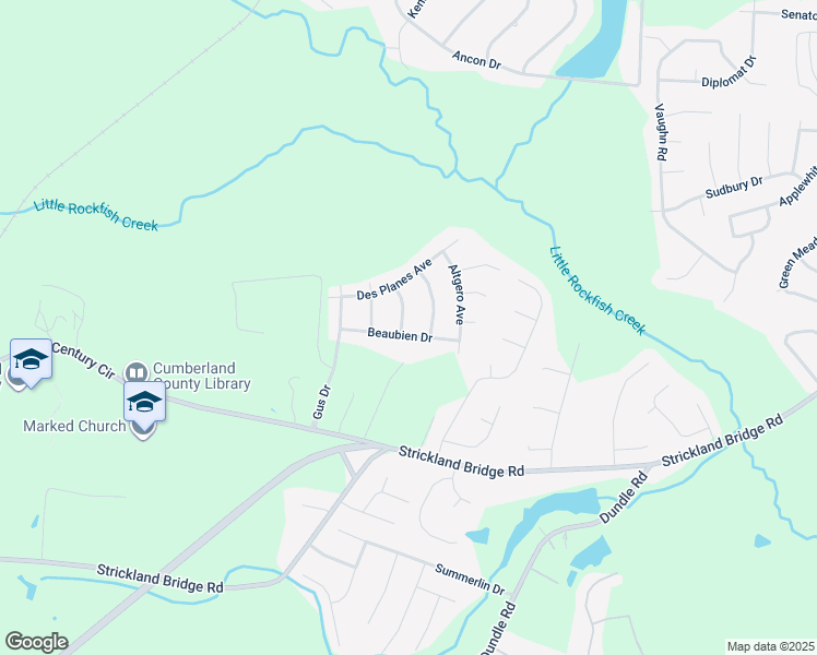 map of restaurants, bars, coffee shops, grocery stores, and more near 2721 Aloine Lane in Fayetteville