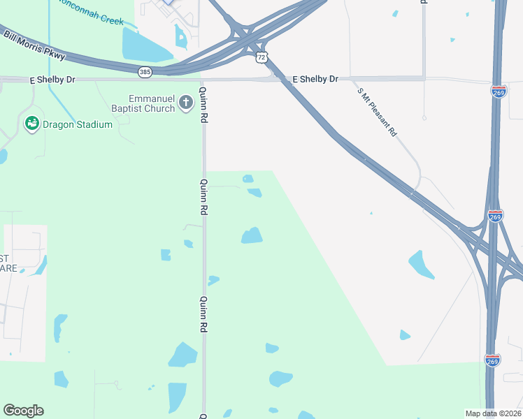 map of restaurants, bars, coffee shops, grocery stores, and more near 1066 Quinn Road in Collierville