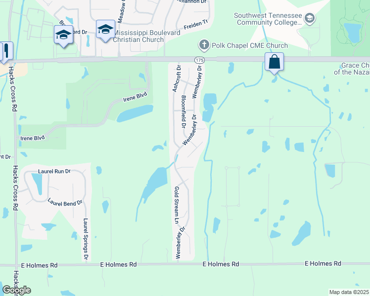 map of restaurants, bars, coffee shops, grocery stores, and more near 4908 Wemberley Drive in Memphis