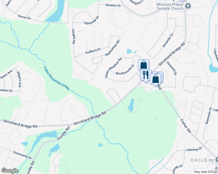map of restaurants, bars, coffee shops, grocery stores, and more near 2259 Hackney Loop in Fayetteville