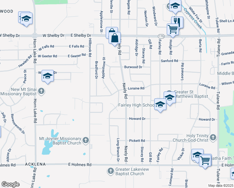 map of restaurants, bars, coffee shops, grocery stores, and more near 209 Loraine Road in Memphis