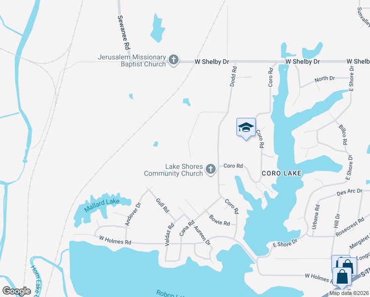 map of restaurants, bars, coffee shops, grocery stores, and more near 1760 West Dodd Road in Memphis