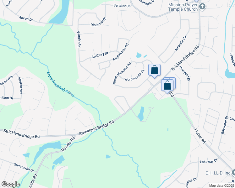 map of restaurants, bars, coffee shops, grocery stores, and more near 2263 Hackney Loop in Fayetteville