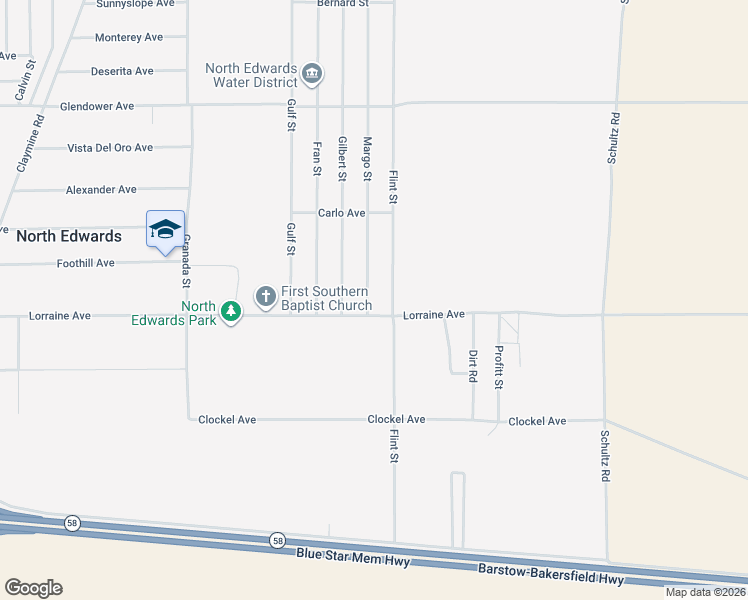 map of restaurants, bars, coffee shops, grocery stores, and more near 13063 Flint Street in North Edwards