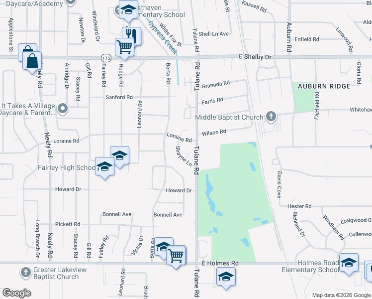 map of restaurants, bars, coffee shops, grocery stores, and more near 4908 Shayne Cove in Memphis
