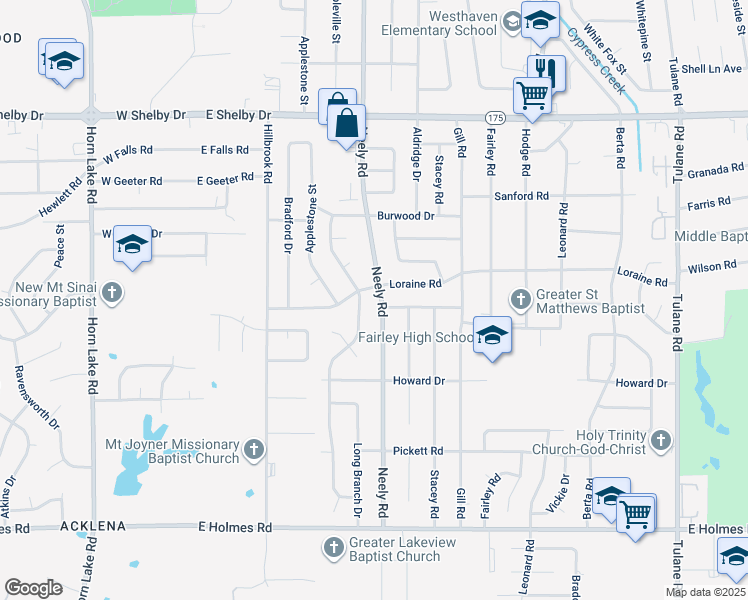 map of restaurants, bars, coffee shops, grocery stores, and more near 260 Summerwood Avenue in Memphis