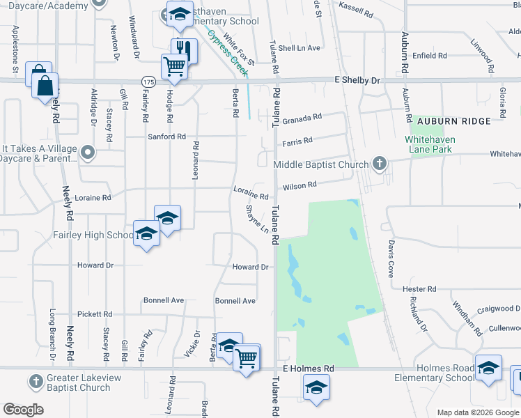 map of restaurants, bars, coffee shops, grocery stores, and more near 4908 Shayne Cove in Memphis