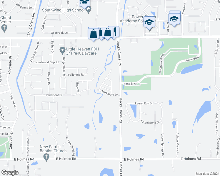 map of restaurants, bars, coffee shops, grocery stores, and more near 7977 River Mist Drive in Memphis