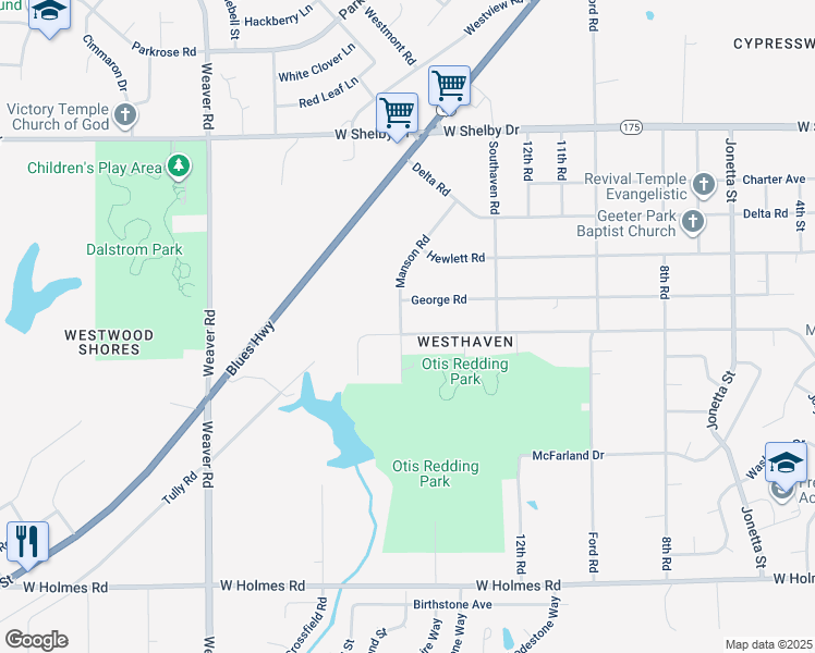 map of restaurants, bars, coffee shops, grocery stores, and more near 4910 Manson Road in Memphis
