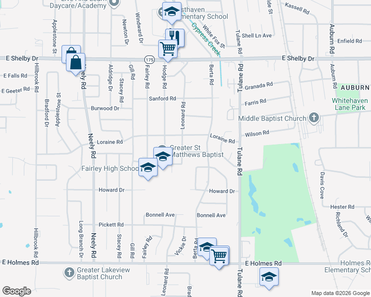 map of restaurants, bars, coffee shops, grocery stores, and more near 484 Pleasant Road in Memphis