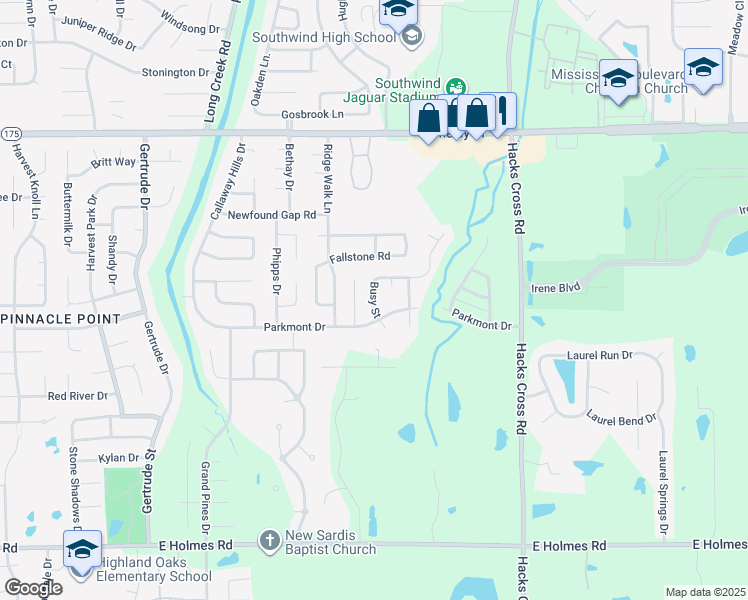 map of restaurants, bars, coffee shops, grocery stores, and more near 4903 Busy St in Memphis