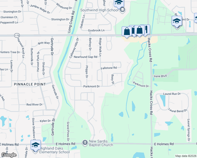 map of restaurants, bars, coffee shops, grocery stores, and more near 4898 Ridge Walk Lane in Memphis