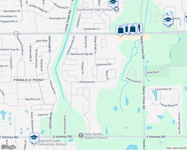map of restaurants, bars, coffee shops, grocery stores, and more near 4898 Ridge Walk Lane in Memphis