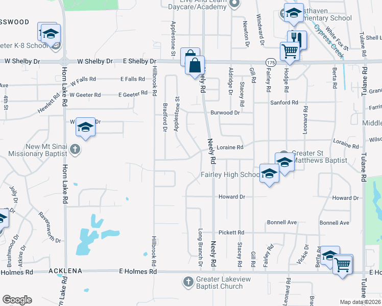 map of restaurants, bars, coffee shops, grocery stores, and more near 209 Loraine Road in Memphis