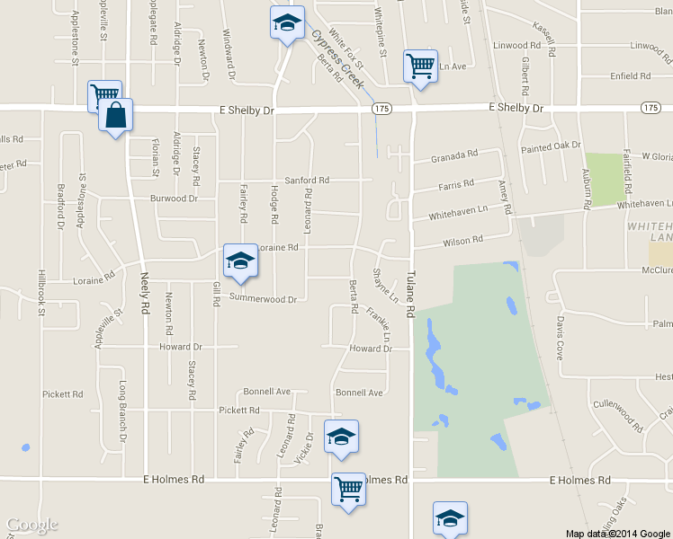 map of restaurants, bars, coffee shops, grocery stores, and more near 516 Pleasant Road in Memphis