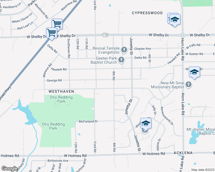 map of restaurants, bars, coffee shops, grocery stores, and more near 460 Honduras Drive in Memphis
