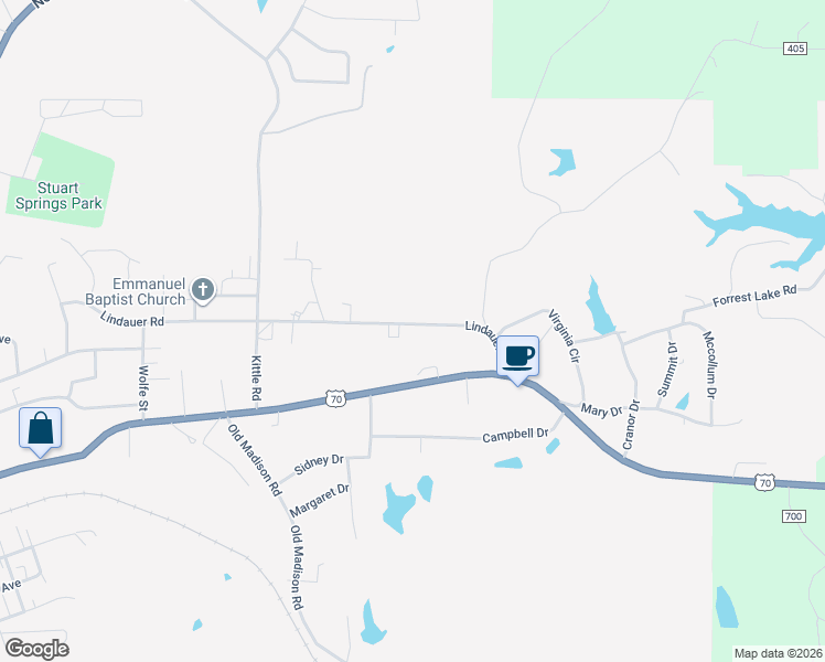 map of restaurants, bars, coffee shops, grocery stores, and more near 1906 Lindauer Road in Forrest City