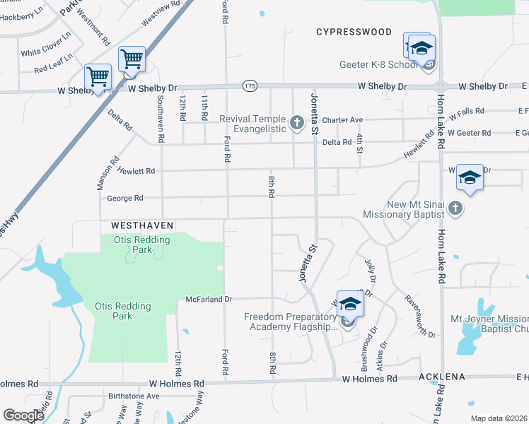 map of restaurants, bars, coffee shops, grocery stores, and more near 460 Honduras Drive in Memphis