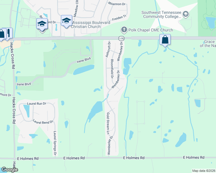 map of restaurants, bars, coffee shops, grocery stores, and more near 4908 Wemberley Drive in Memphis