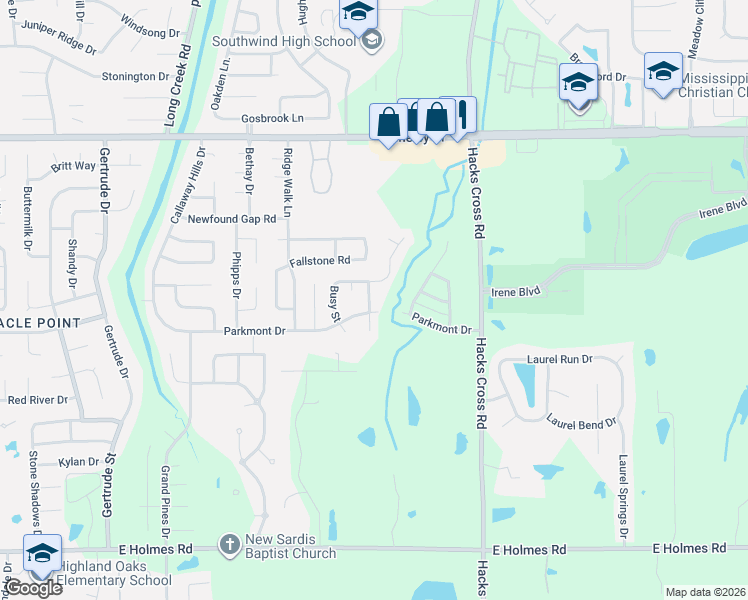 map of restaurants, bars, coffee shops, grocery stores, and more near 7870 Parkmont Drive in Memphis
