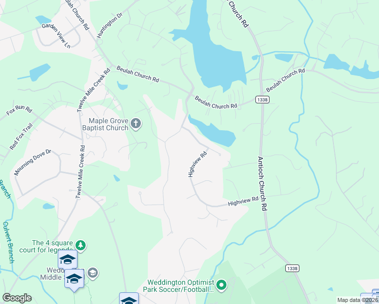 map of restaurants, bars, coffee shops, grocery stores, and more near 6008 High View Road in Matthews