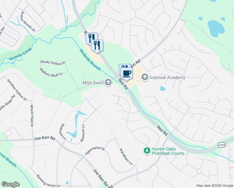 map of restaurants, bars, coffee shops, grocery stores, and more near 913 Grayscroft Drive in Waxhaw