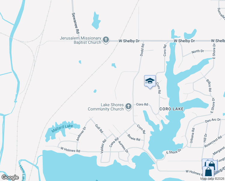 map of restaurants, bars, coffee shops, grocery stores, and more near 1760 West Dodd Road in Memphis