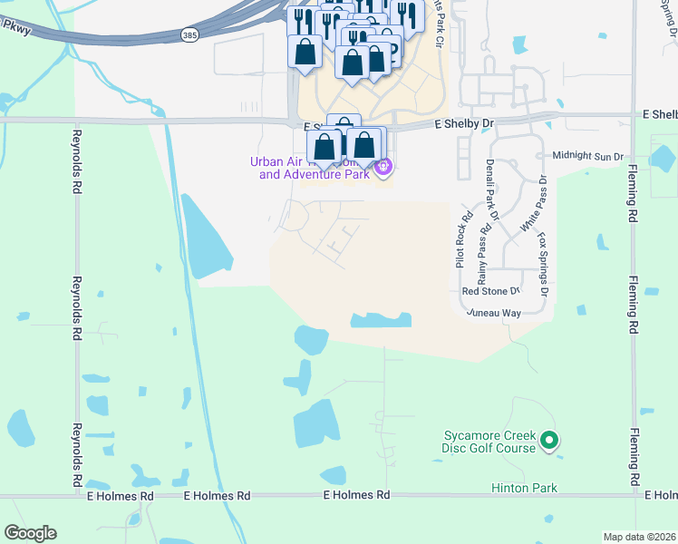 map of restaurants, bars, coffee shops, grocery stores, and more near 10280 Holmes Road in Collierville