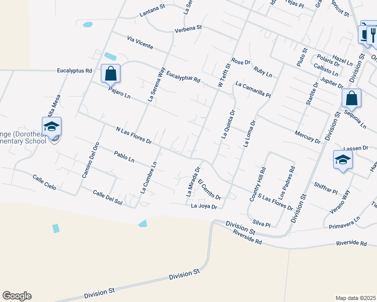 map of restaurants, bars, coffee shops, grocery stores, and more near 1590 West Tefft Street in Nipomo