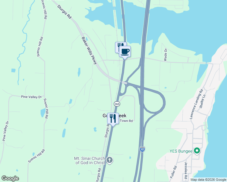 map of restaurants, bars, coffee shops, grocery stores, and more near 305 Arkansas 365 in Conway