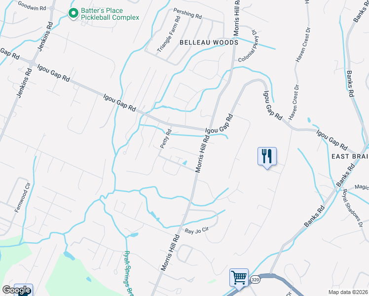 map of restaurants, bars, coffee shops, grocery stores, and more near 8642 Masons Gate Lane in Chattanooga