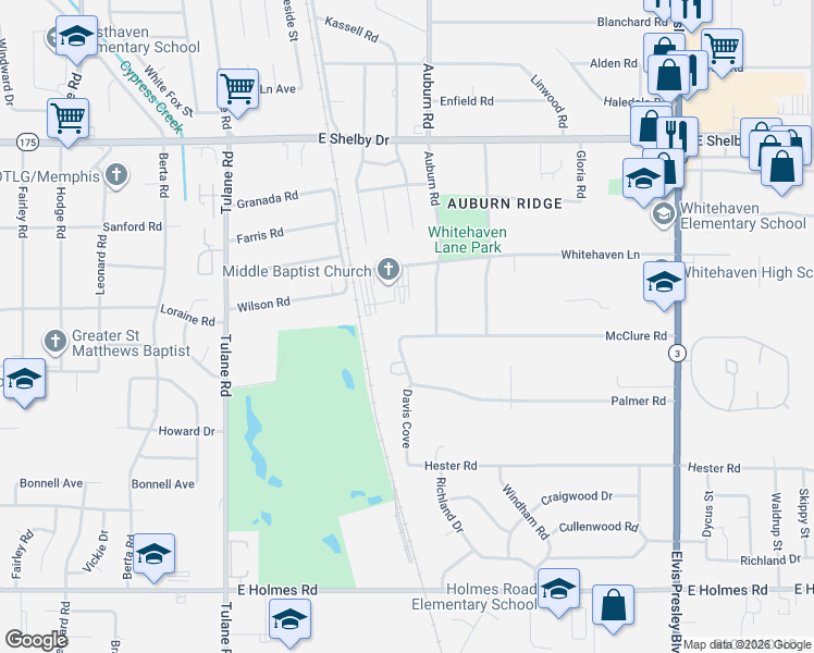 map of restaurants, bars, coffee shops, grocery stores, and more near 4910 Davis Cove in Memphis