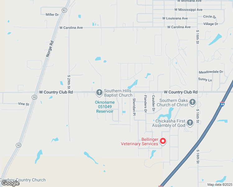 map of restaurants, bars, coffee shops, grocery stores, and more near 2327 West Country Club Road in Chickasha