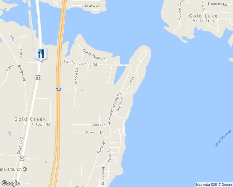 map of restaurants, bars, coffee shops, grocery stores, and more near 88 Lawrence Landing Road in Conway