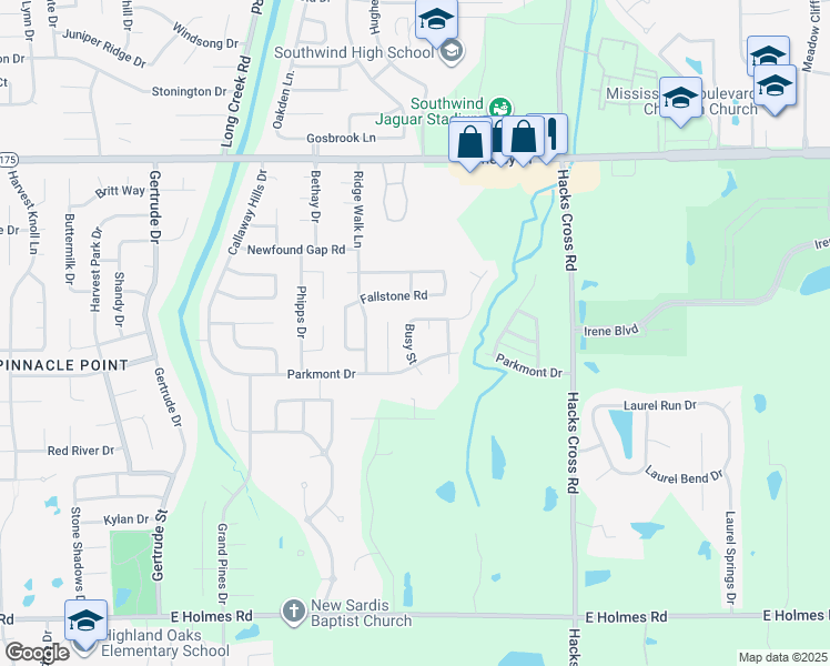map of restaurants, bars, coffee shops, grocery stores, and more near 4903 Busy Street in Memphis