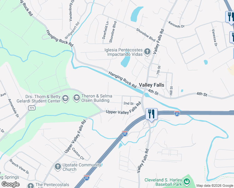 map of restaurants, bars, coffee shops, grocery stores, and more near 8231 3rd Street in Boiling Springs