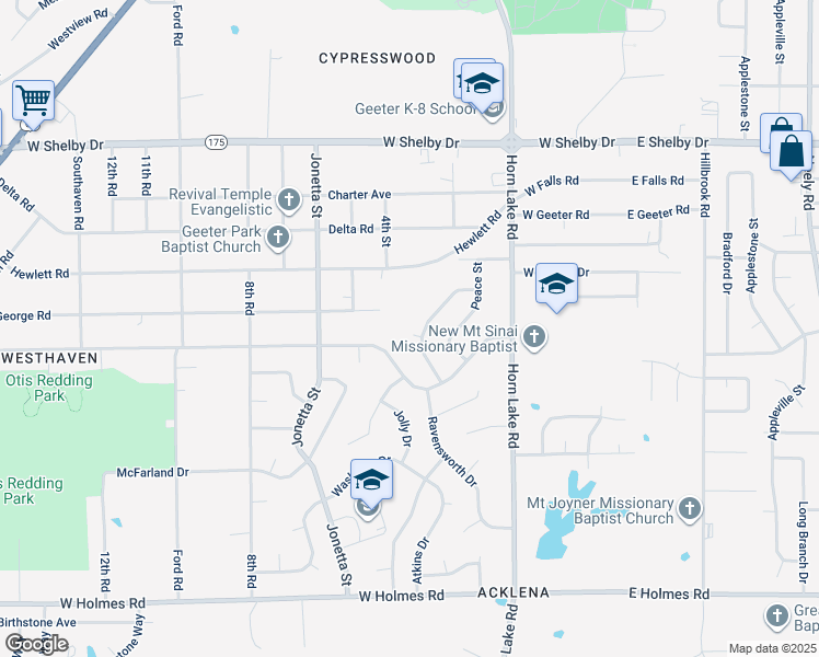 map of restaurants, bars, coffee shops, grocery stores, and more near 4903 Ortie Drive in Memphis