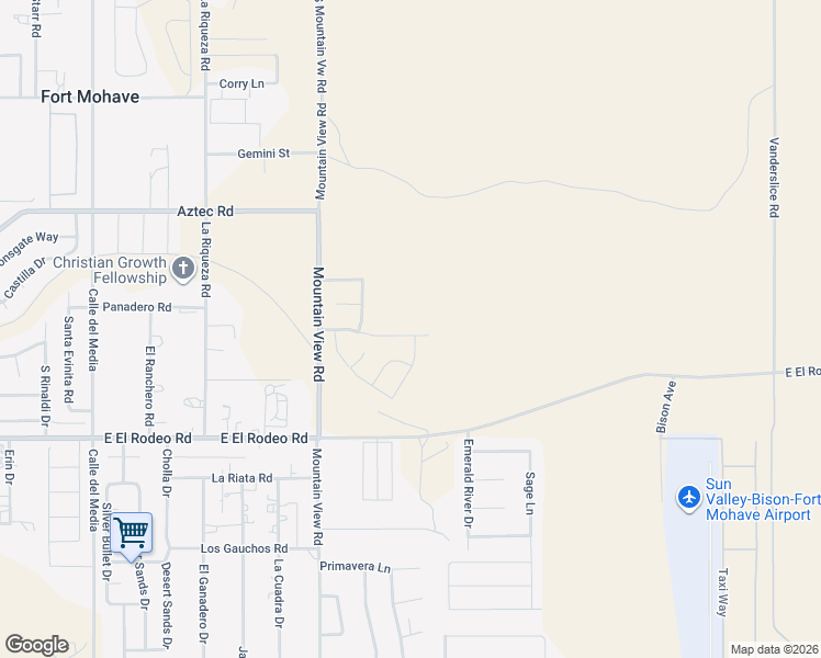 map of restaurants, bars, coffee shops, grocery stores, and more near 2074 E Mesa Vista Pl in Fort Mohave