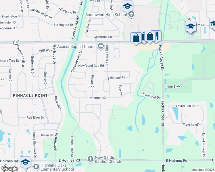 map of restaurants, bars, coffee shops, grocery stores, and more near 4898 Ridge Walk Lane in Memphis