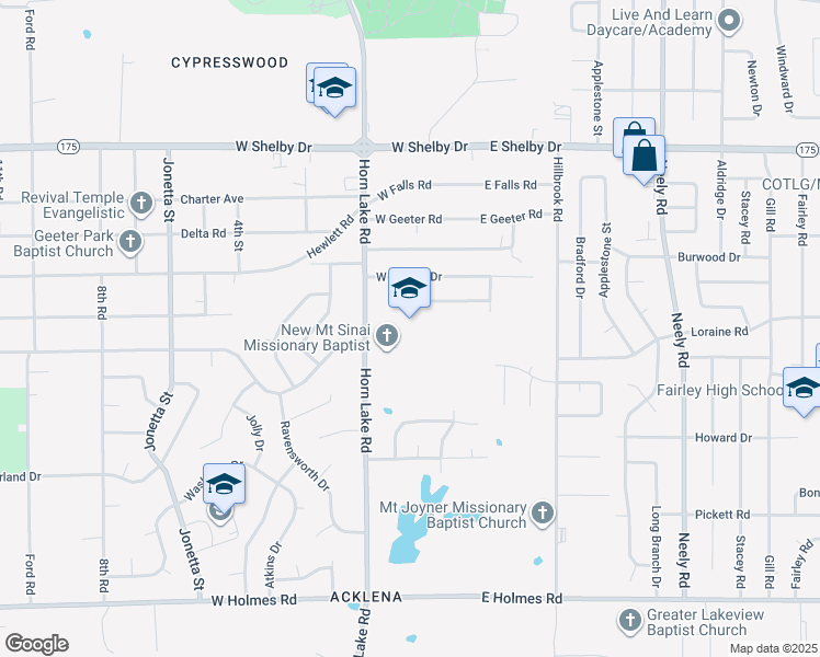 map of restaurants, bars, coffee shops, grocery stores, and more near 4900 Horn Lake Road in Memphis