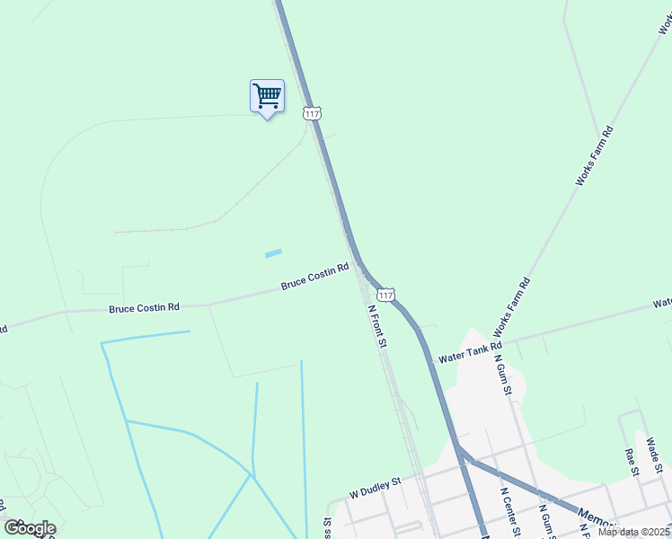 map of restaurants, bars, coffee shops, grocery stores, and more near 117 Bruce Costin Road in Warsaw