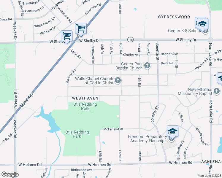 map of restaurants, bars, coffee shops, grocery stores, and more near 554 Honduras Drive in Memphis