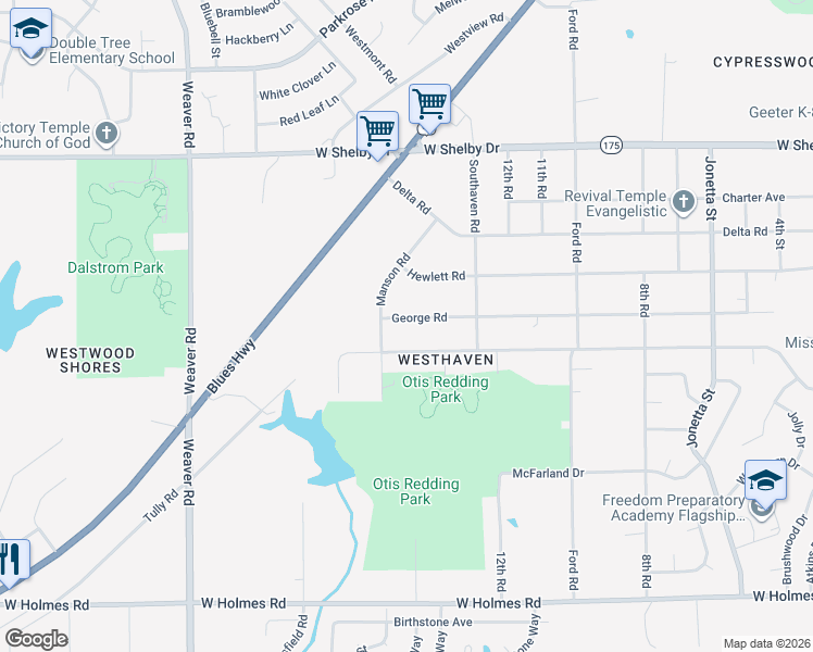 map of restaurants, bars, coffee shops, grocery stores, and more near 4910 Manson Road in Memphis