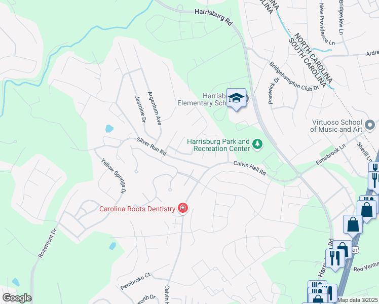map of restaurants, bars, coffee shops, grocery stores, and more near 4030 Buckingham Drive in Indian Land