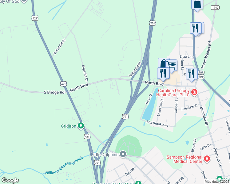map of restaurants, bars, coffee shops, grocery stores, and more near 220 North Boulevard in Clinton