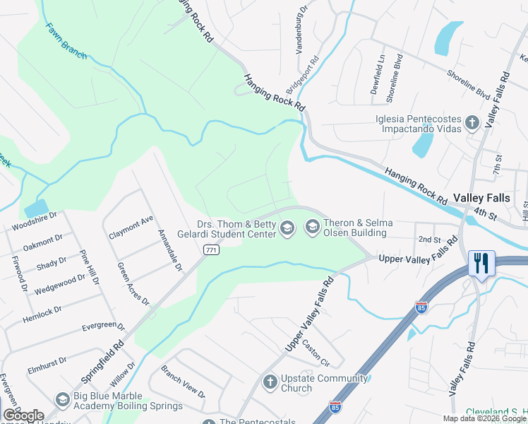map of restaurants, bars, coffee shops, grocery stores, and more near in Valley Falls