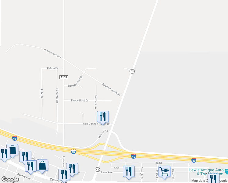 map of restaurants, bars, coffee shops, grocery stores, and more near 17 Homestead Road in Moriarty