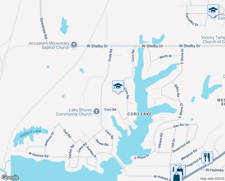 map of restaurants, bars, coffee shops, grocery stores, and more near 1560 Drew Road in Memphis