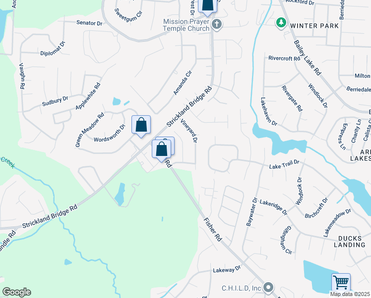 map of restaurants, bars, coffee shops, grocery stores, and more near 6566 Honeysuckle Drive in Fayetteville